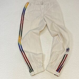 Adidas Cream Pants with Rainbow Stripes Paulina Russo